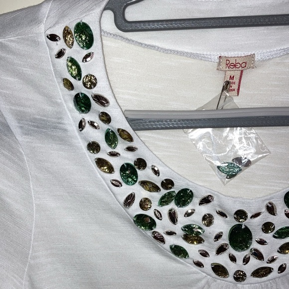 Reba size medium white 3/4 sleeve blouse - Picture 5 of 7